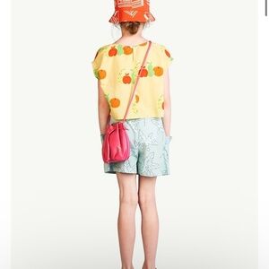 Kids' Blue Patterned Shorts. Blue leaves monkey pants by the animal observatory